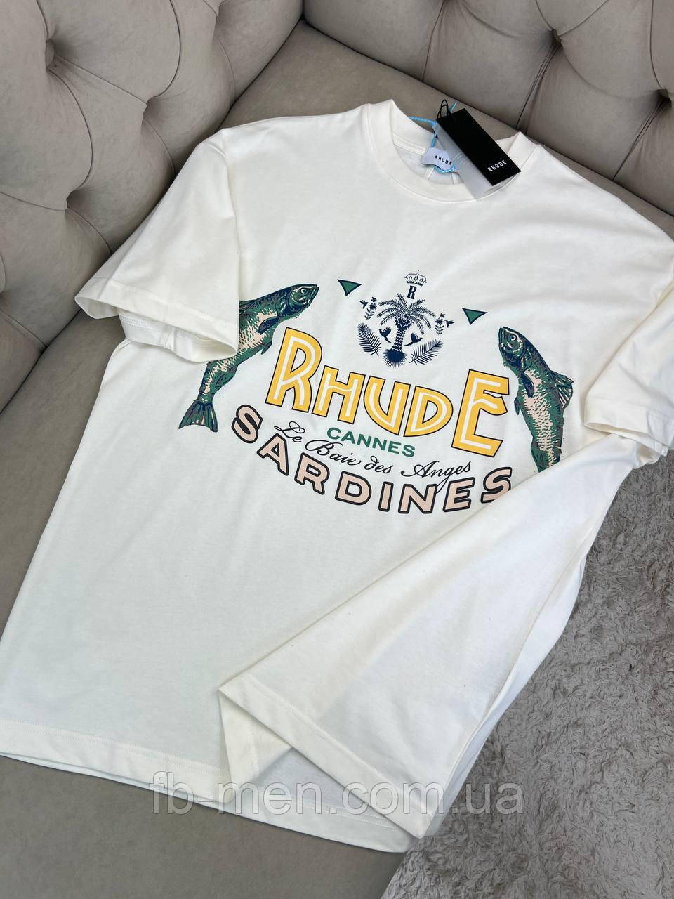 Футболка Rhude Logo Sardines чоловіча біла бавовна