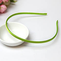 Обруч для волосся металевий, в атласі, 5 мм, салатовий