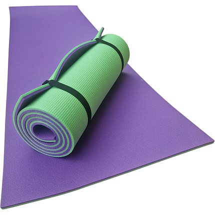 Каримат для йоги 1800×600×12 мм, "Карпати" двошаровий, зелений/фіолетовий, фото 1