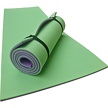 Каримат для йоги 1800×600×12 мм, "Карпати" двошаровий, зелений/фіолетовий, фото 2