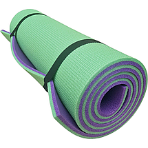 Каримат для йоги 1800×600×12 мм, "Карпати" двошаровий, зелений/фіолетовий, фото 3