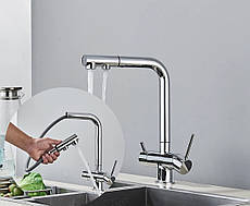 Змішувач для кухні з під'єднанням до фільтра з витяжною лійкою FUTURA 917RTY Хром