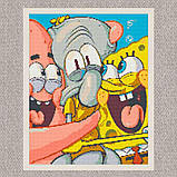 Алмазна мозаїка/вишивка Спанчбоб - Патрік, Сквідвард та Губка боб 40*50 см Орігамі OD 3498, фото 5