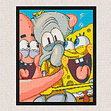 Алмазна мозаїка/вишивка Спанчбоб - Патрік, Сквідвард та Губка боб 40*50 см Орігамі OD 3498, фото 6