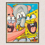 Алмазна мозаїка/вишивка Спанчбоб - Патрік, Сквідвард та Губка боб 40*50 см Орігамі OD 3498, фото 4