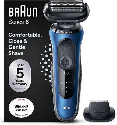 Електробритва Braun Series 6 для чоловіків із прецизійним тримером, для вологого та сухого гоління, з виделкою UK 2, фото 1