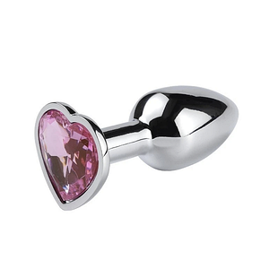 Металева анальна пробка з кристалом HEART, Pink, XS