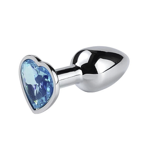Металевий анальний корок із кристалом HEART, Blue, XS