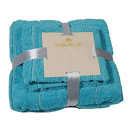 Набір 2шт махрових рушників Пілот Ярослав (70х140+40х70см) Аква