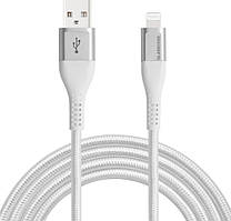 Кабель Glasscove BRAID2 USB - Lightning 2.4A 1 м White (GB-AL12WH) (00902)