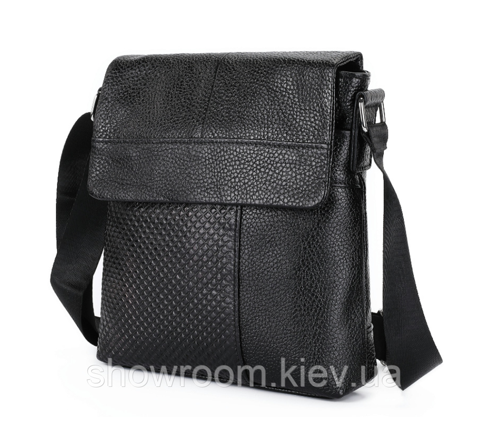 Чоловіча сумка месенджер Leather Collection (5067) чорна шкіряна