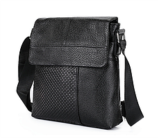 Чоловіча сумка месенджер Leather Collection (5067) чорна шкіряна