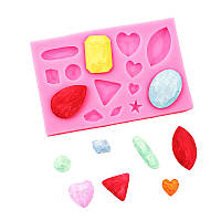 Молд силіконовий Діаманти 96 на 63 мм рожевий