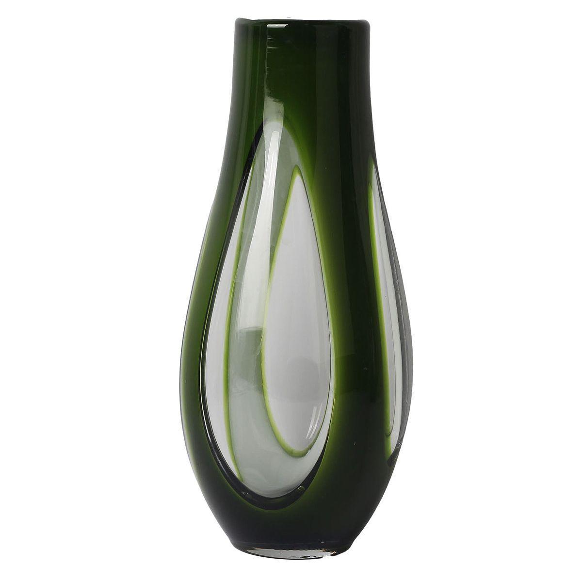 Ваза зі скла в зеленому кольорі з прозорими вставками LC Home, фото 1