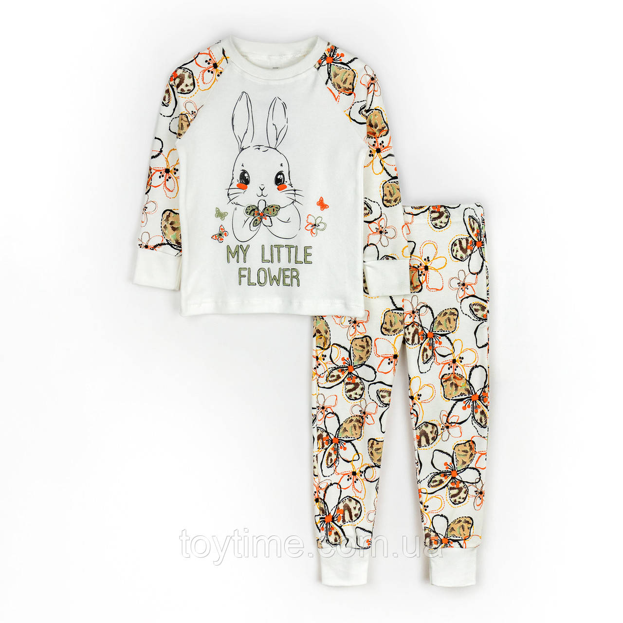 Піжама для дівчаток з принтом зайчика My little flower, фото 1