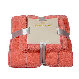 Набір 2шт махрових рушників Пілот Ярослав (70х140+40х70см) Персик