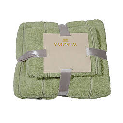 Набір 2шт махрових рушників Пілот Ярослав (70х140+40х70см) Олива