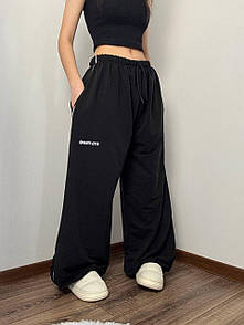 Жіночі чорні широкі штани оверсайз