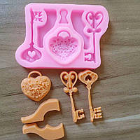 Молд силіконовий Ключі та замок 82 на 57 см рожевий