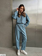 Спортивний костюм жіночий зручний стильний однотонний базовий бомбер на блискавці та прямі штани дайвінг арт 613