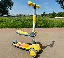 Самокат дитячий триколісний з сидінням для дітей з підсвічуванням коліс деки та мелодіями Дитячі самокати