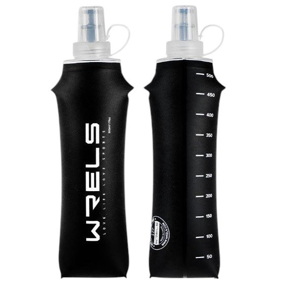 Силіконова пляшка для води WRELS 500 мл спортивна складана Black, фото 1