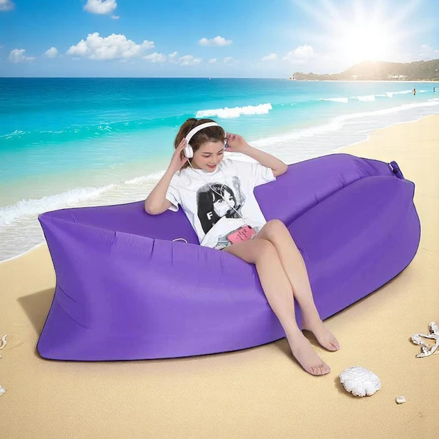 Ламзак надувний матрац для відпочинку AIR CUSHION Надувний лежак 180х70 Фіолетовий