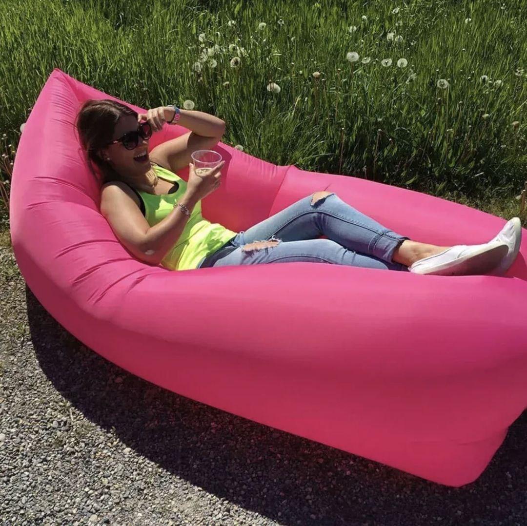 Надувний матрац (180х70 см) AIR SOFA CLOUD, Рожевий/ Шезлонг надувний/ Ламзак