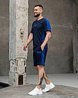 Чоловічий літній костюм Under Armour Футболка + Шорти синій Андер Армор на літо з лампасами, фото 3