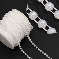 Напівнамистини на нитці 4 мм 1 м Білий Beyaz_АА079