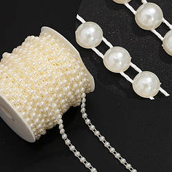 Напівнамистини на нитці 4 мм 1 м Кремовий Krem_АА079