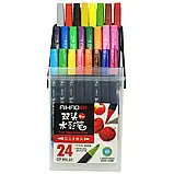 Фломастери двосторонні Aihao AH-CP-600-34, пензлик м'який/жорсткий, 24 кол, фото 3