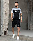 Чоловічий літній костюм Nike Футболка + Шорти сірий із чорним Комплект Найк на літо, фото 7