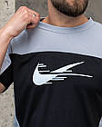 Чоловічий літній костюм Nike Футболка + Шорти сірий із чорним Комплект Найк на літо, фото 8