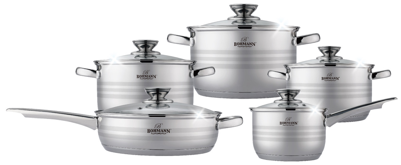 Набір каструль 12 пр. Bohmann BH 1512 MRB ( 1.6 л, 2,9  л, 3,9 л, 4,9 л, 6,5 л, 3,4 л )