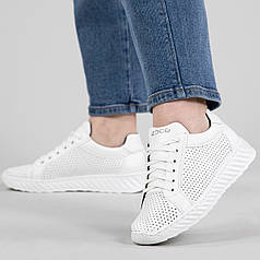 Шкіряні жіночі кросівки на літо білі (ЛК 15 Б)