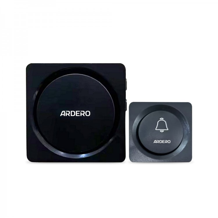 Бездротовий дзвінок Ardero E-401 12V/23A(+) 38 мелодій чорний 76х76х60 мм