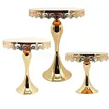 Набір підставок для десертів з кристалами золота 3 шт XPRO Cake plate 16412-4 (44508-_2118), фото 2