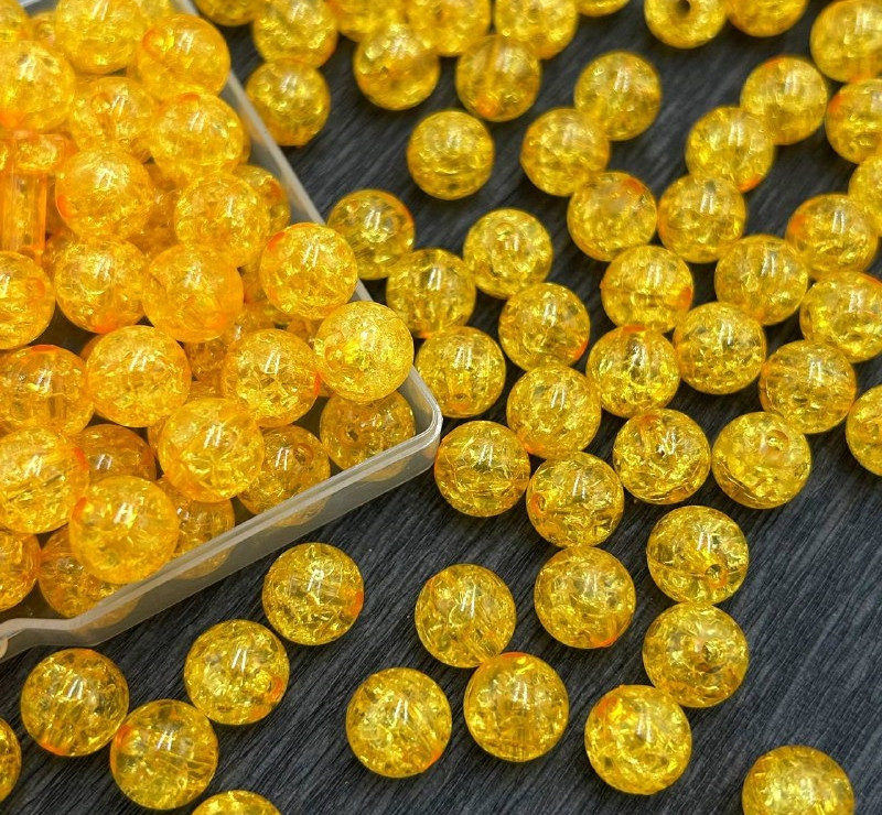 Акрилові намистини "Бите скло" / Ø-10 мм / Упаковка 20 грам ≈ 32 шт / Золотисто-жовтий №09, фото 1