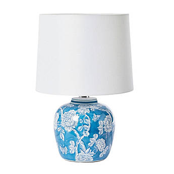 Настільна лампа з квітковим малюнком і білим плафоном Mastercraft