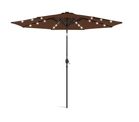 Садова парасолька з нахилом 3 метри з LED-підсвіткою на сонячній батареї для дачі для саду для пляжу коричневий