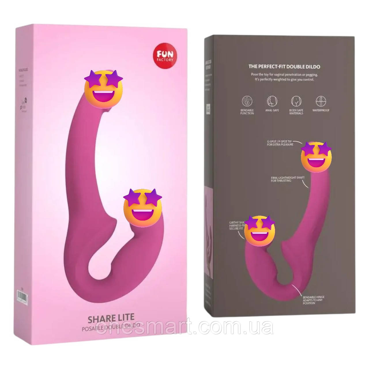 Безремневий страпон Fun Factory Share lite для пар анатомічно правильний легкий регульований для нових відчуттів, фото 1