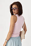 Майка в рубчик на металевих ґудзиках — пудра колір, M (є розміри), фото 2