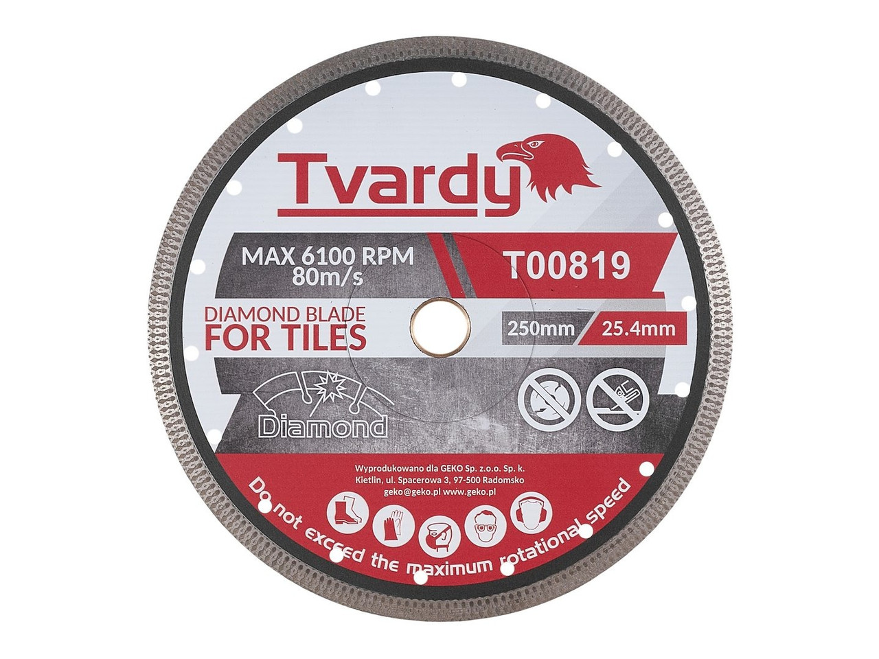 Алмазний диск для керамограніту 250х25.4/22.23 мм geko t00819, алмазний круг для болгарки, фото 1