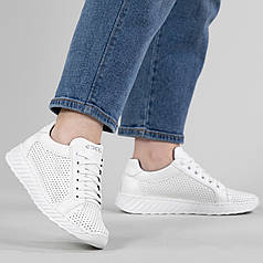 Кросівки жіночі шкіряні з прошитою підошвою білі (ЛК 15 Б)