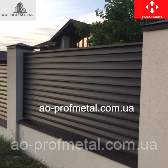 Металеві жалюзі з профнастилу РАЛ 8019 мат., фото 1