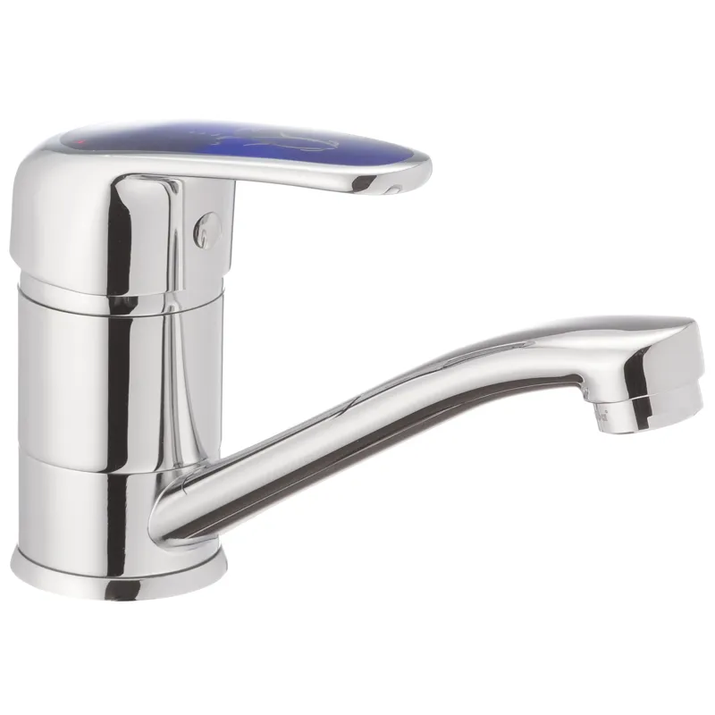 Змішувач для умивальника HAIBA MAGIC 555 (15 см) з синьою ручкою (HB0672), фото 1