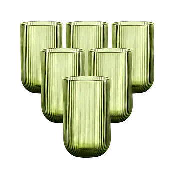 Набір із 6 скляних зелених склянок Merlot Edelman