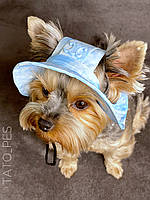 Панама на лето для домашних собак и котов с брендовым значком, СИНИЙ, размер S