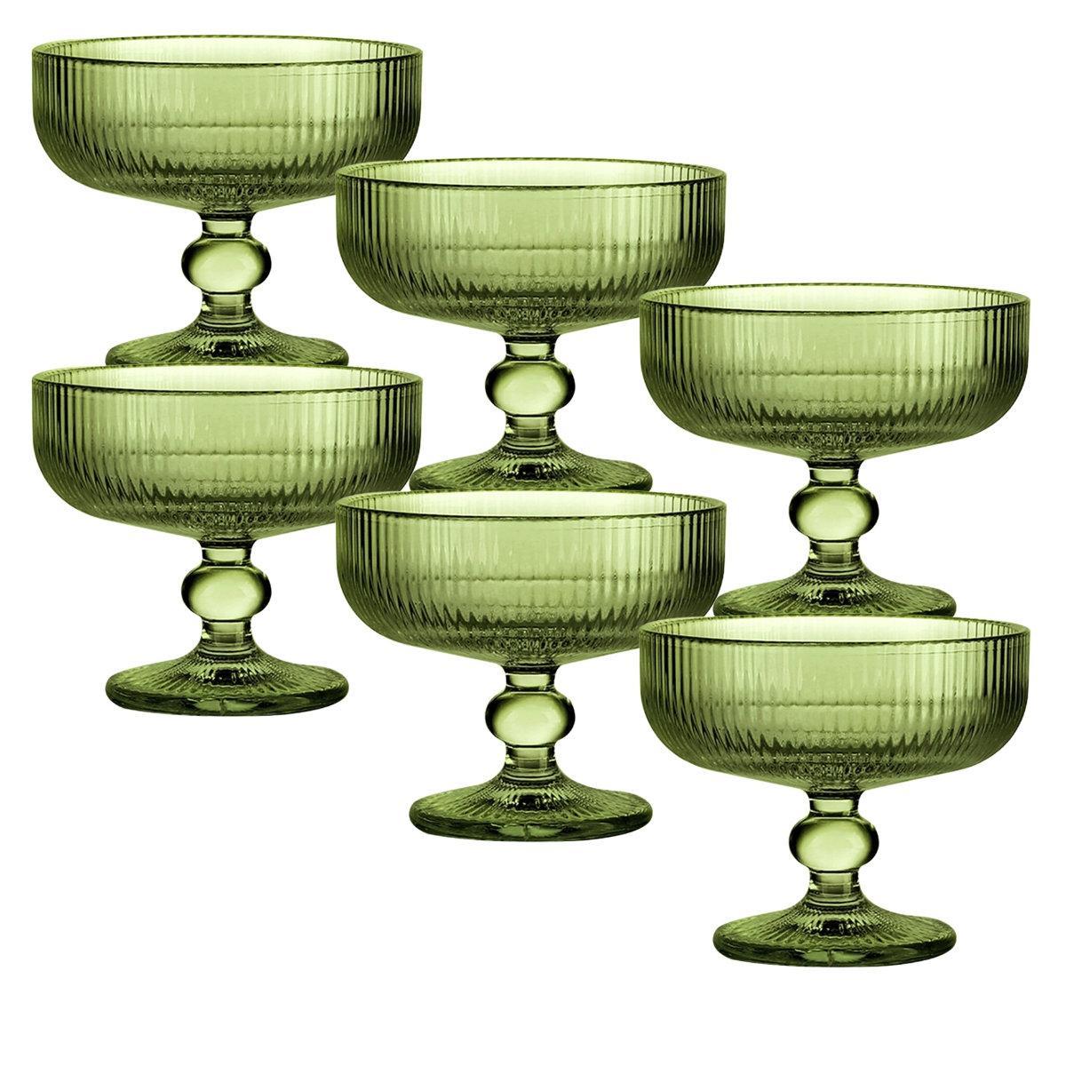 Набір із 6-ти скляних однотонних креманок у зеленому кольорі Merlot Edelman, фото 1